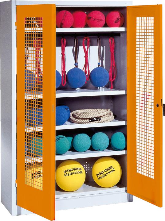 C+P Sportgeräteschrank (HxBxT: 195x120x50 cm, mit Lochblech-Flügeltüren, Typ 2)