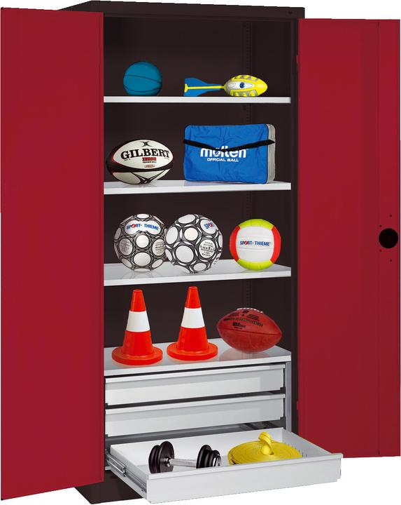 Immagine prodotto C+P Armadietto per attrezzature sportive con cassetti (HxLxP: 195x120x50 cm, con ante a battente in
