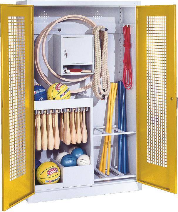 C+P Sportgeräteschrank (HxBxT: 195x120x50 cm, mit Lochblech-Flügeltüren, Typ 1)