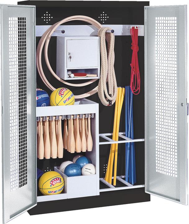 Produktbild C+P Sportgeräteschrank (HxBxT: 195x120x50 cm, mit Lochblech-Flügeltüren, Typ 1)