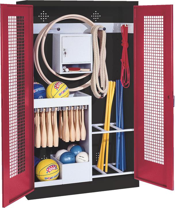Produktbild C+P Sportgeräteschrank (HxBxT: 195x120x50 cm, mit Lochblech-Flügeltüren, Typ 1)
