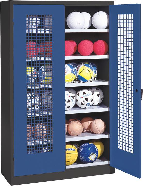 C+P Ballschrank (HxBxT: 195x120x50 cm, mit Lochblech-Flügeltüren, Typ 3)