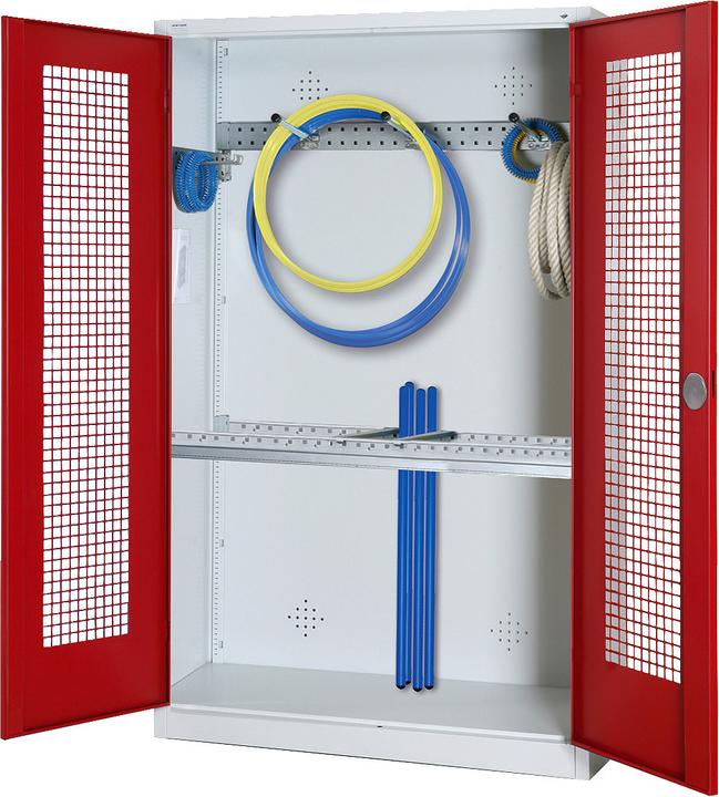 Produktbild C+P Modul-Sportgeräteschrank mit Grundausstattung (HxBxT: 195x120x50 cm, mit Lochblech-Flügeltüren)