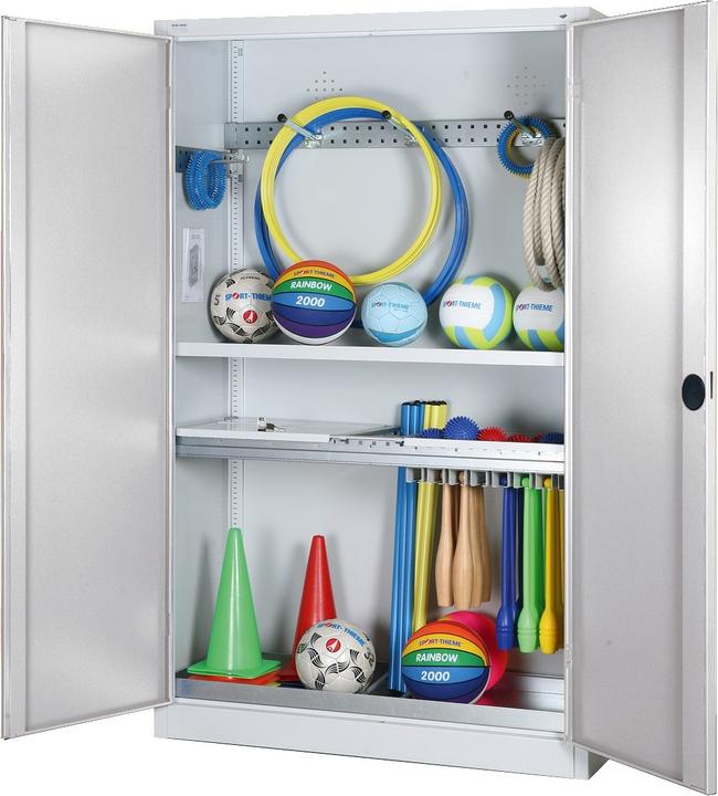 Produktbild C+P Modul-Sportgeräteschrank mit Komplettausstattung (HxBxT: 195x120x50 cm, mit Vollblech-Flügeltüren)