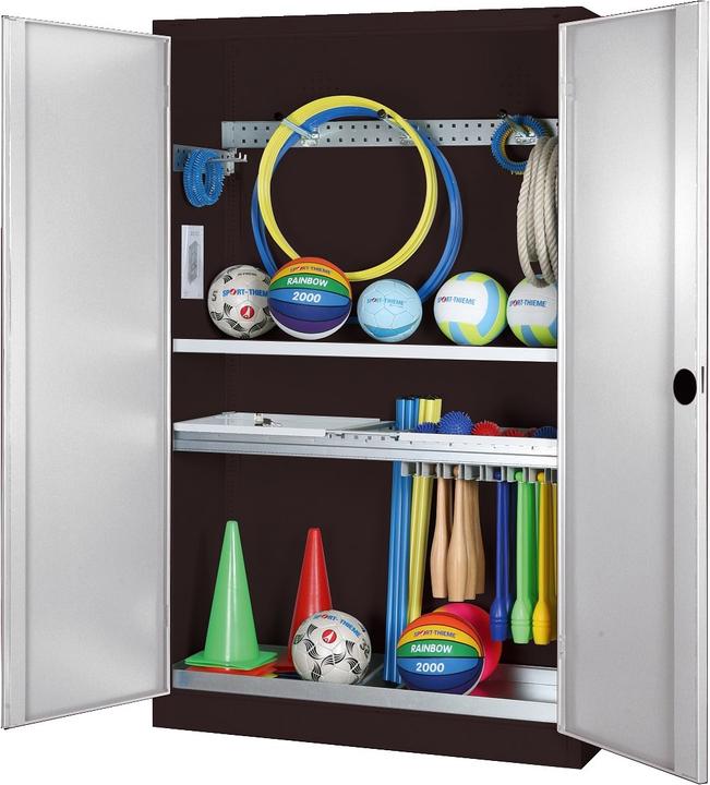Produktbild C+P Modul-Sportgeräteschrank mit Komplettausstattung (HxBxT: 195x120x50 cm, mit Vollblech-Flügeltüren)