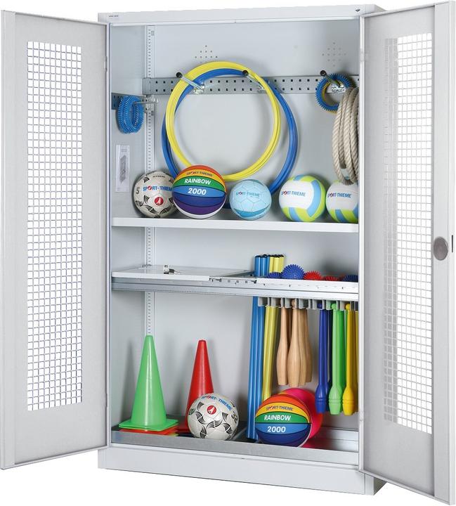 Actual product image C+P Modular sports equipment cabinet with complete equipment (HxWxD: 195x120x50 cm, with perforated