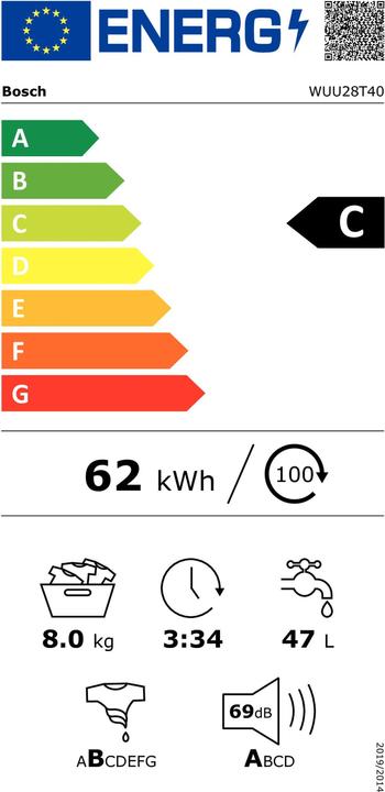 Energie-Label Bosch Hausgeräte WUU28T40 (8 kg, Links)