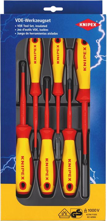 Image du produit Knipex Jeu de tournevis VDE (Recouvrement cruciforme Phillipps (PH), Cruciforme PZ, Vis fendues)