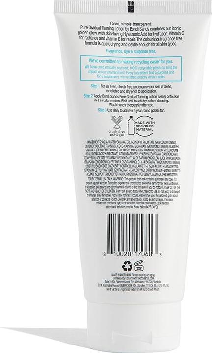 Productafbeelding Bondi Sands PURE Gradual Tanning Lotion Hydraterende Formule met Cacao- en Sheaboter 200 ml 6,76 oz (Zelfbruinende crème, 200 ml)