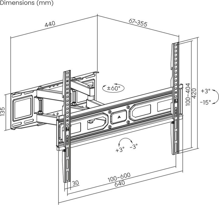 Immagine prodotto Wiltec Supporto da parete per TV 37-80 pollici Supporto per TV girevole e inclinabile (80", 40 kg)
