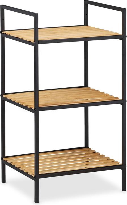 Image du produit Relaxdays Etagère, bambou & métal (39 x 32,5 x 71 cm)