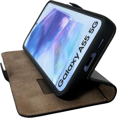 Produktbild Mike Galeli Book-Cover Echtleder Fabio black (Samsung Galaxy A55)