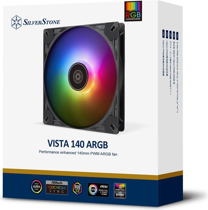Image du produit Silverstone SST-VS140B-ARGB - Ventilateur VISTA Performance amélioré 140mm PWM ARGB, noir (140 mm, 1 x)