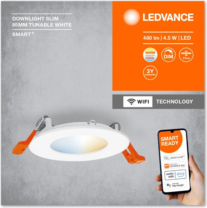 Image du produit Ledvance Smart+ Spot ultra slim 80mm white 4w 300 lum WIFI TW IP20 (240 lm)