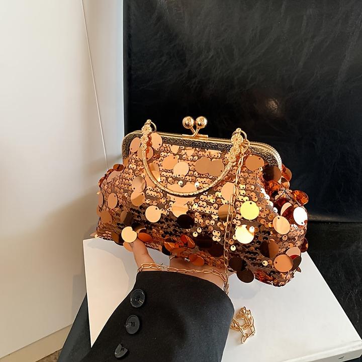 Only-Bags.Store Schicke Vintage-inspirierte Crossbody-Tasche mit verstellbarem Riemen und Pailletten-Akzenten