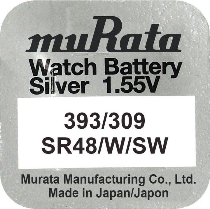 Produktbild Murata Knopfzelle Silberoxid n 393 (10 Stk., SR48, 75 mAh)
