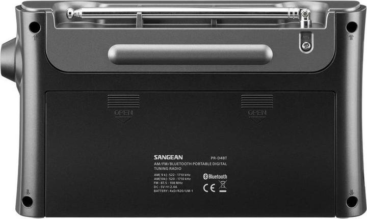 Actual product image Sangean PR-DA BT Table Radio, Metal Grey (FM, MW, LW, KW, Bluetooth)