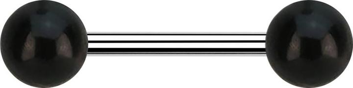 Produktbild Star Piercing Barbell silber mit zwei Kugeln aus schwarzem Horn (ohne Messing, Chirurgenstahl 316L)