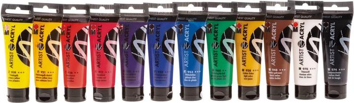Actual product image Marabu Artist Acrylic Paint Artist Acrylic Set 12x 22 ml (Multicoloured, 264 ml)