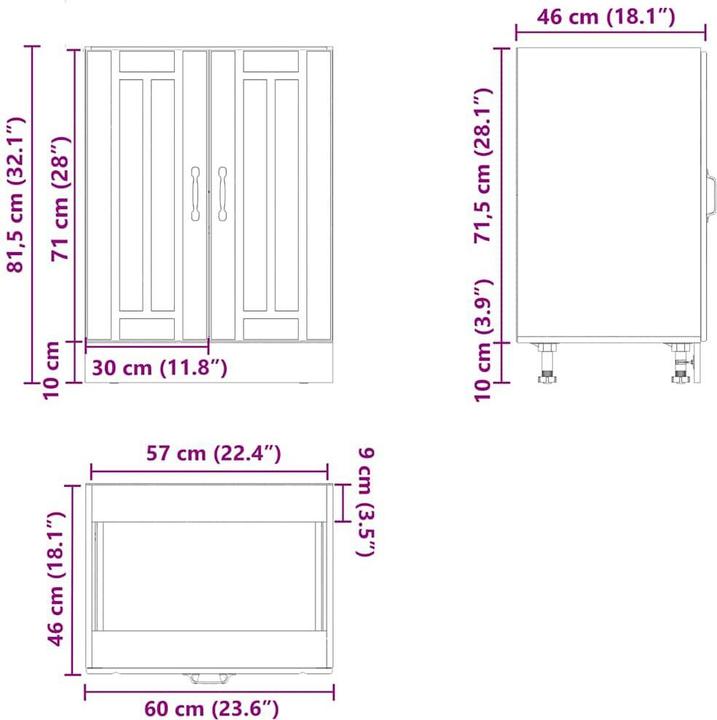 Image du produit VidaXL Armoire pour four Lucca Noir Bois composite Armoire pour four (60 x 46 x 81.5 cm)