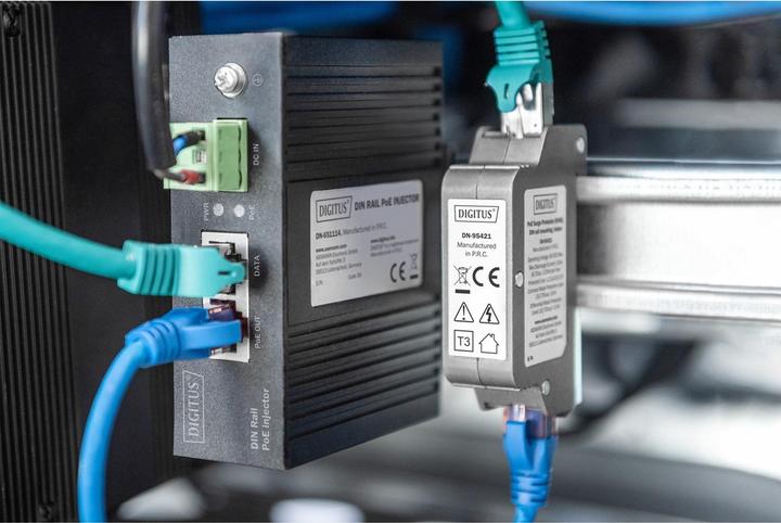 Immagine prodotto Digitus Surge Protector PoE (RJ45), montaggio su guida DIN, interno (Adattatore di protezione da sovratensione)
