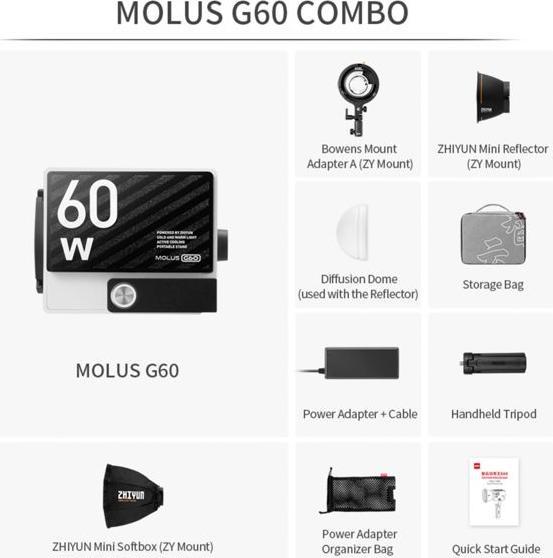 Produktbild Zhiyun Molus G60 Combo Black (Videoleuchte)