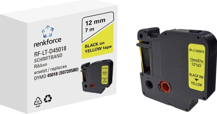 Produktbild Renkforce Schriftband RF-LT-D45018 Kompatibel ersetzt DYMO D1 - 45018 12 mm Ba (1.20 cm, Schwarz)
