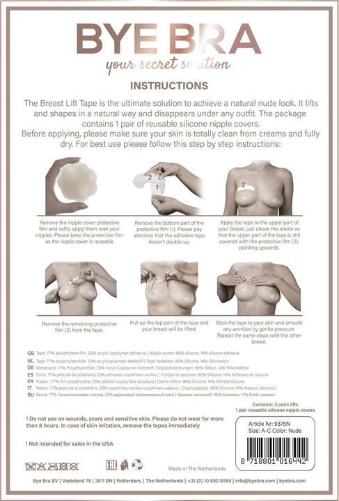 Immagine prodotto Bye Bra Copricapezzoli in silicone per lifting del seno (confezione da 4)