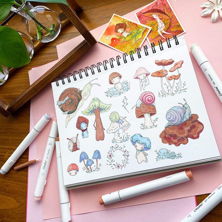 Actual product image Ohuhu Art sketchbook (22.5 x 21 cm, Plain, Soft cover)