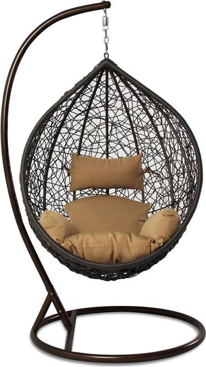 PureHaven Sedia sospesa 115x120x202 cm in rattan-plastica elegantemente modellata con cuscino impermeabile (120 kg)