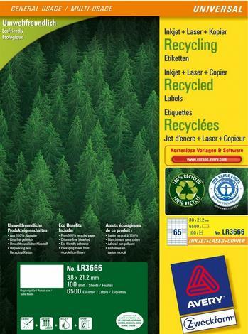Actual product image Avery Recycling Universal Labels