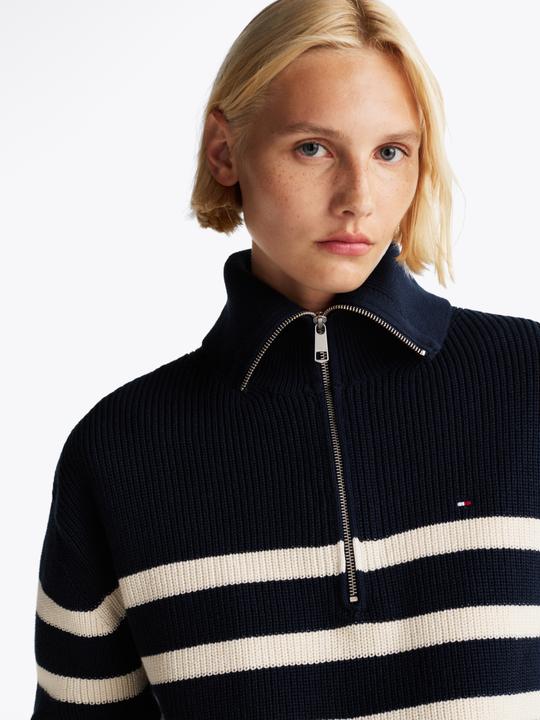 Image du produit Tommy Hilfiger Cardigan Dames Trui Gebreid Katoen - Blauw/Wit - Maat L (L)