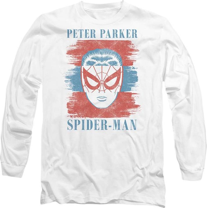Actual product image Spiderman Unisex Adult Peter Parker Striped T-Shirt (M)