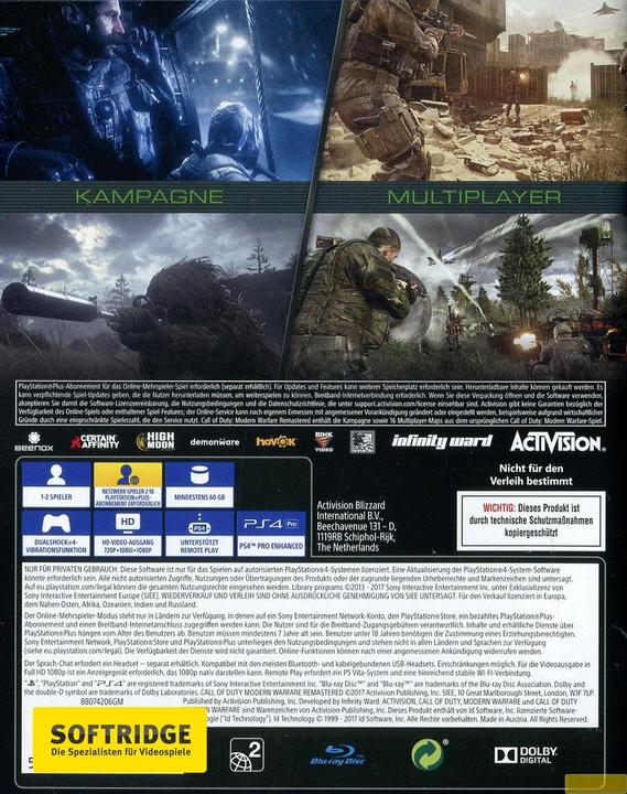 Image du produit Activision Call of Duty : la guerre moderne remodelée (PS4, DE)