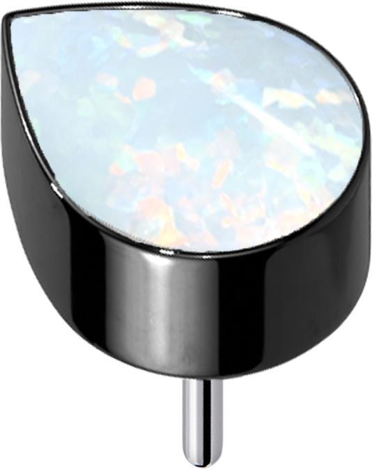 Produktbild Star Piercing Threadless schwarz mit Tropfen Opal weiss (Titan G23, ohne Messing)
