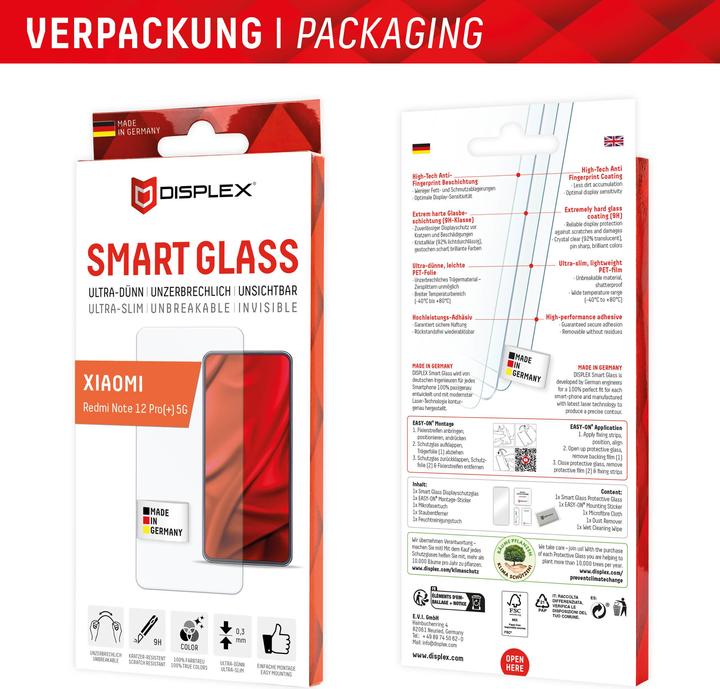 Immagine prodotto Displex Smart Glass, Displayschutzfolie (1 Pezzo/i, Xiaomi Poco X5 Pro, Xiaomi Redmi Note 12 Pro 5G, Xiaomi Redmi Note 12 Pro+)