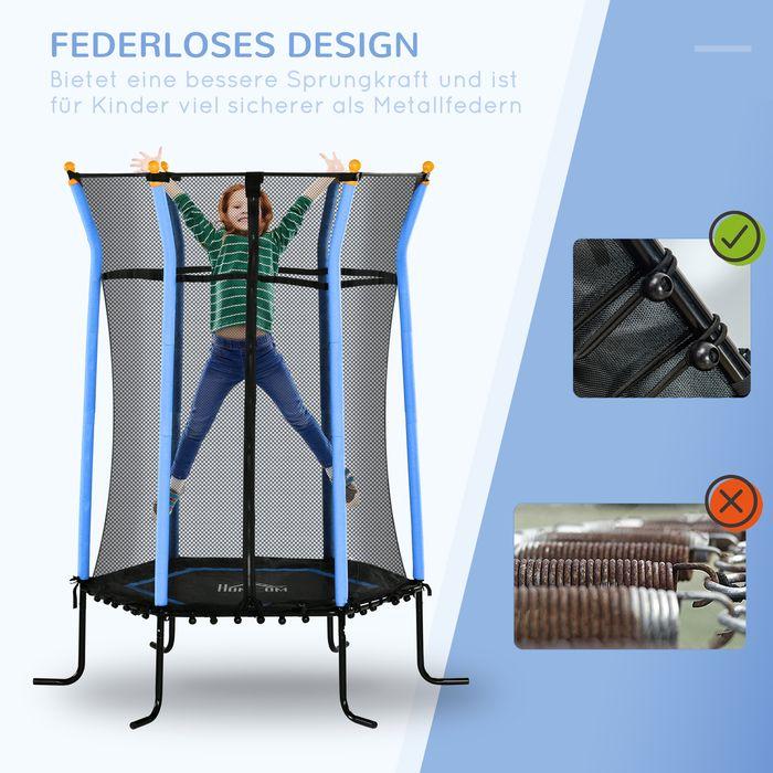 Produktbild Swisshandel24 Kinder Trampolin Ø163,5 cm, Indoor Trampolin, Kindertrampolin bis 50 kg Blau (163.50 cm)