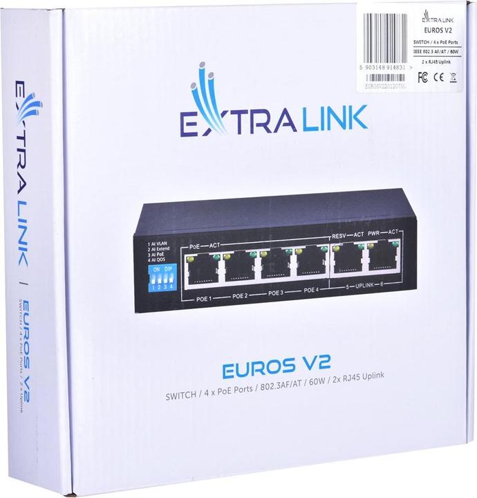Produktbild Extralink EX.14831 network switch Unmanaged L2 Fast Ethernet (10/100) Power over Ethernet (PoE) (6 Ports)