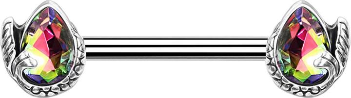 Produktbild Star Piercing Barbell silber Meerjungfrau Kristalltropfen multicolor dunkel (Chirurgenstahl 316L, Messing)