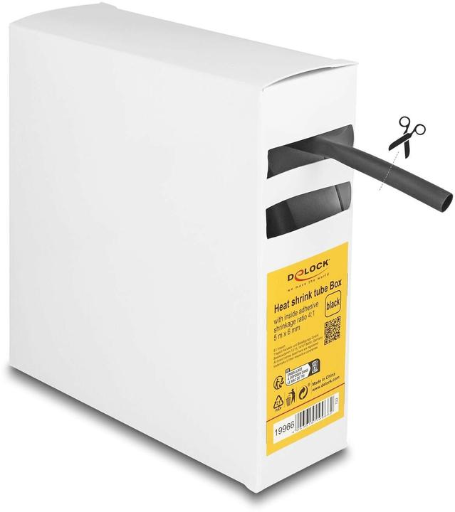 Actual product image Delock Heat shrink tubing box, with inner adhesive, shrink ratio 4:1, 5 m x 6 mm black (1 x)