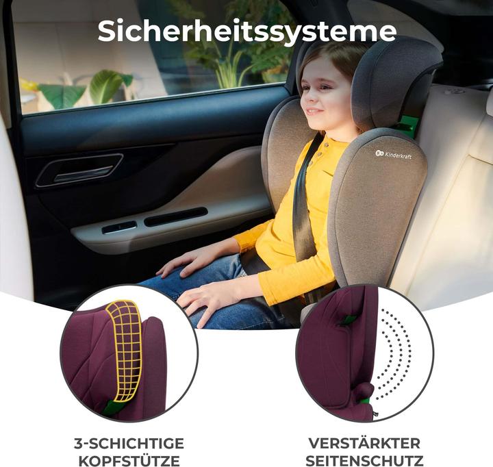 Image du produit KinderKraft Junior Fix 2 I-Size Cherry Pearl (Siège pour enfant, Norme ECE R129/i-Size)