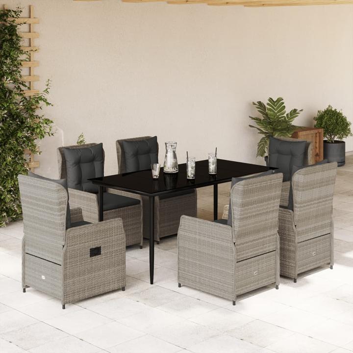 Actual product image VidaXL Garden furniture dining set garden set seating group 7pcs light grey poly rattan (160 cm)