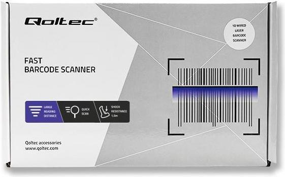 Immagine prodotto Qoltec Scanner laser per codici a barre 1D | USB | Nero (Codici a barre 1D)