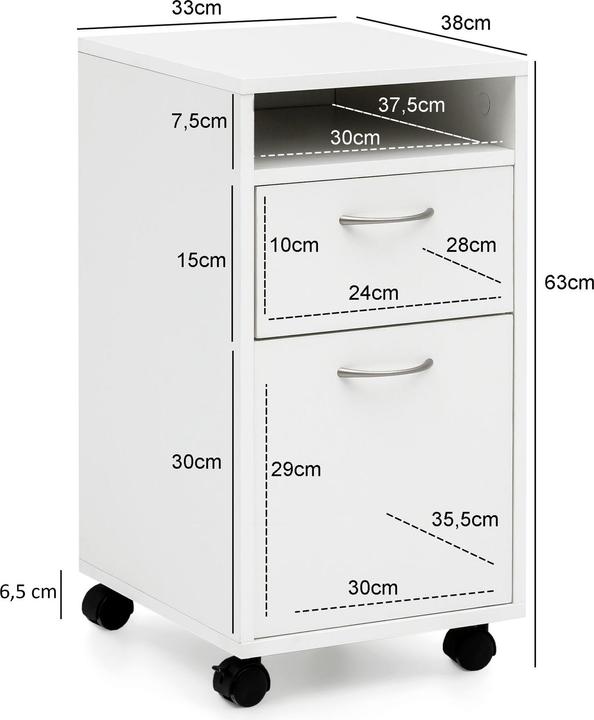 Immagine prodotto FineBuy Contenitore per rotoli impiallacciato in legno bianco (38 x 33 x 63 cm)