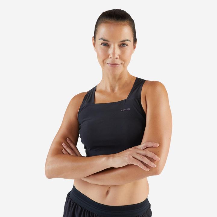 Immagine prodotto Kiprun Laufshirt Crop Top Damen leicht - Race Crop Light 900 schwarz Méline Rollin (XS)