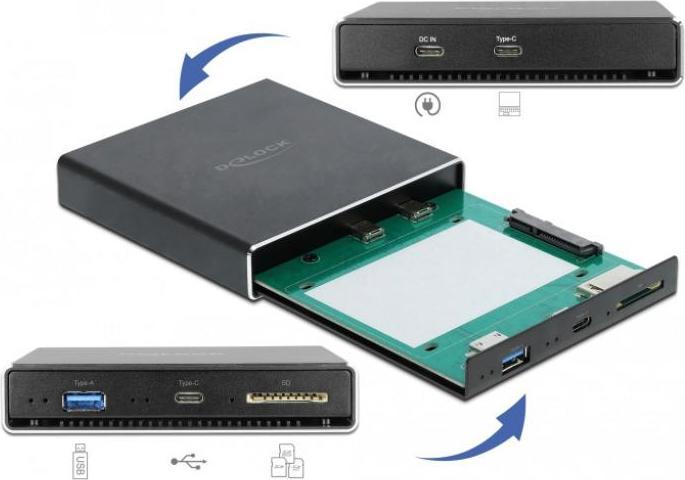 Produktbild Delock External Enclosure for 2.5" SATA HDD / SSD with additional USB Type-C and Type-A Port and SD Slot (2.5")