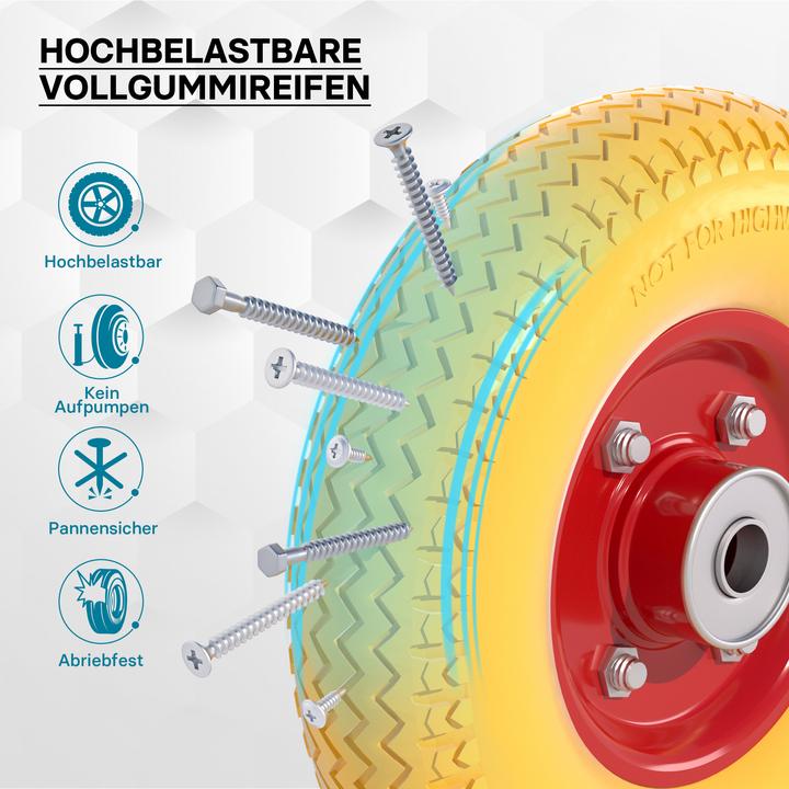 Actual product image Wiltec PU-Wheel 2.80/2.50-4 solid rubber punctureproof wheel with steel rim