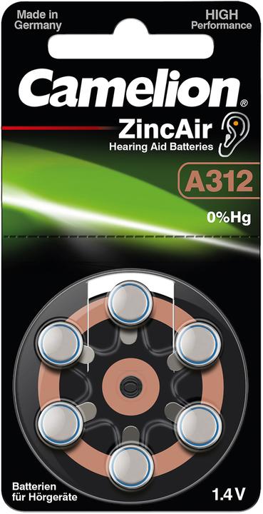 Actual product image Camelion A312 - Disposable battery - zinc air - 1.4 V - 6 piece(s) - silver - 92 mm (6 pcs., A312, 160 mAh)