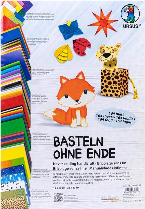 Actual product image Ursus Craft Paper Crafting without end Set with 164 sheets, Multicoloured (1 x)