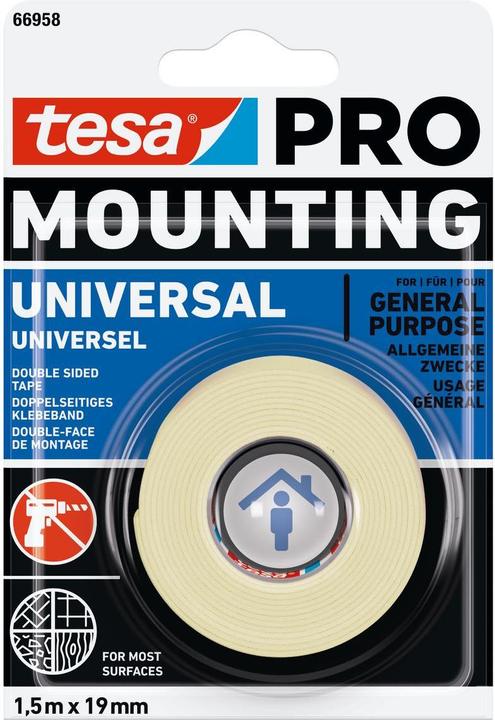Produktbild tesa PRO Mounting UNIVERSAL Montageband, doppelseitig, selbstklebend (19 mm)